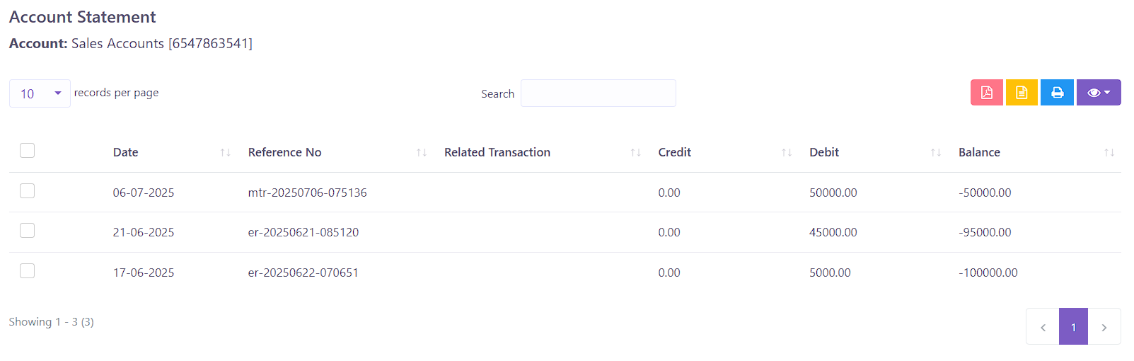 Account Statement Result