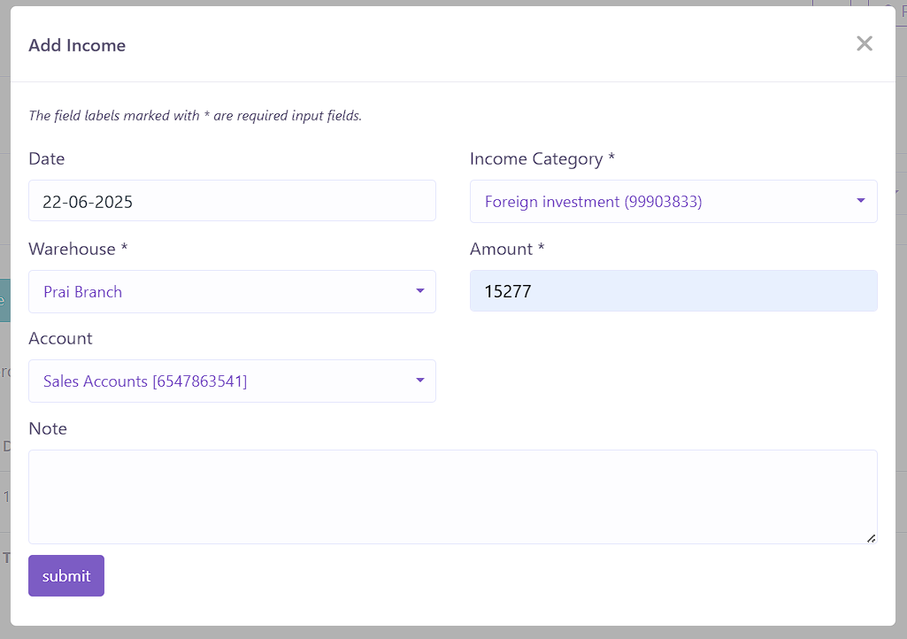 Expense List Page