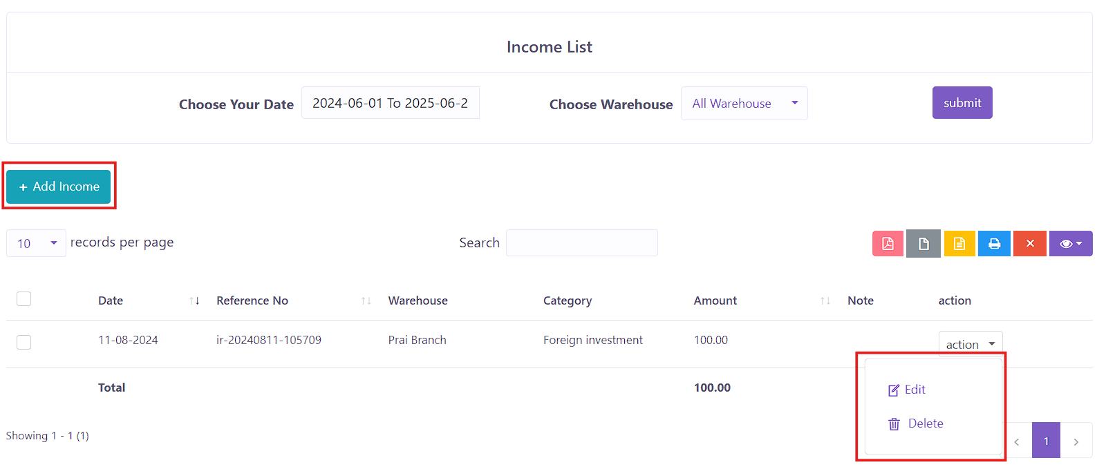 Income List