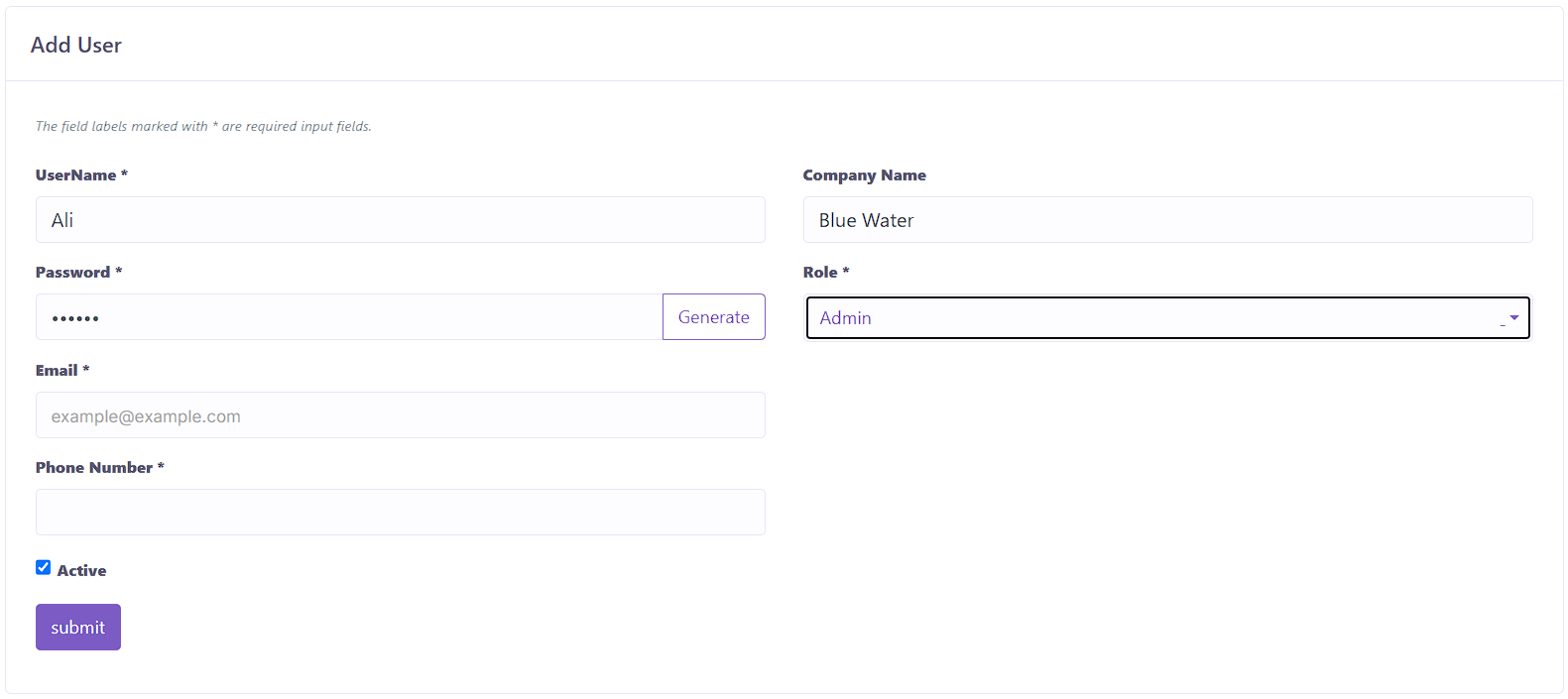 Admin/Shop Manager Form View