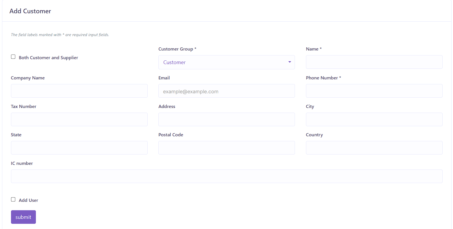 Customer Form View