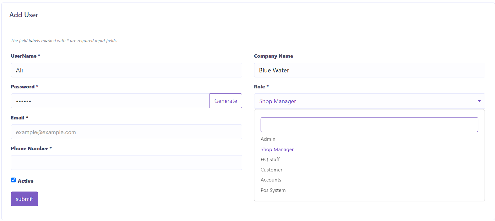 Add User Form